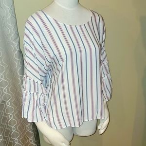 🤍 White, Red & Blue Liverpool Top, Size Small ~ great for 4th of July! 🇺🇸